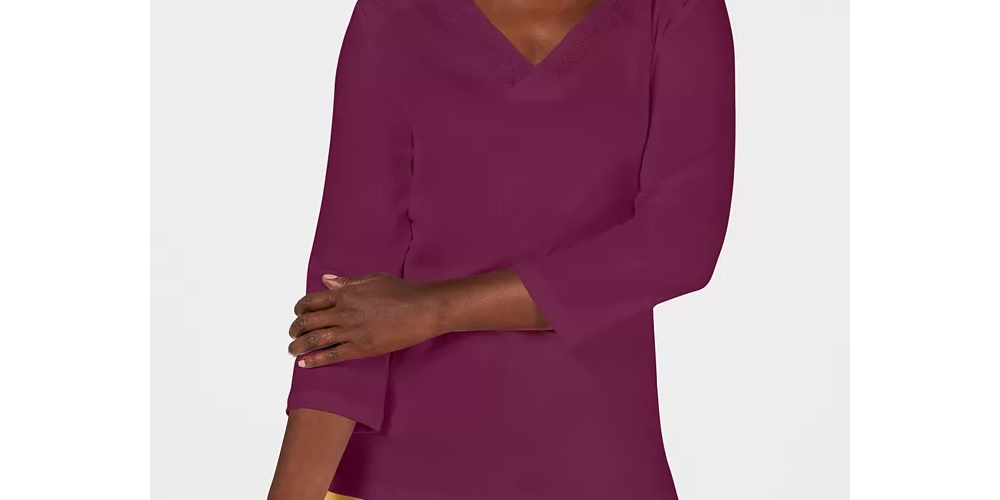 Karen Scott Top Feminino com Acabamento em Ilhós Roxo Tamanho Médio