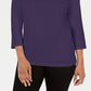 Blusa feminina Karen Scott de crochê com decote quadrado, azul marinho, tamanho pequeno