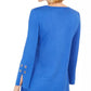 JM Collection Top Feminino com Decote Redondo e Estampa Floral Azul Tamanho Grande