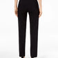 Calça feminina JM Collection com controle de barriga e perna justa, comprimento curto, preta, tamanho pequeno