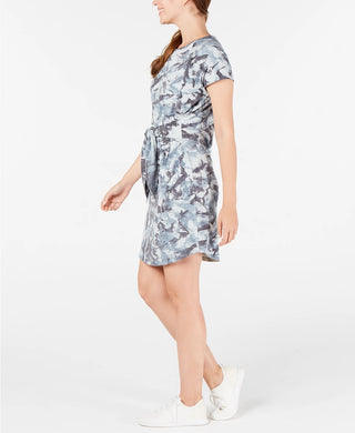 Vestido camiseta estampado com amarração frontal Ideology feminino, tamanho grande, azul marinho