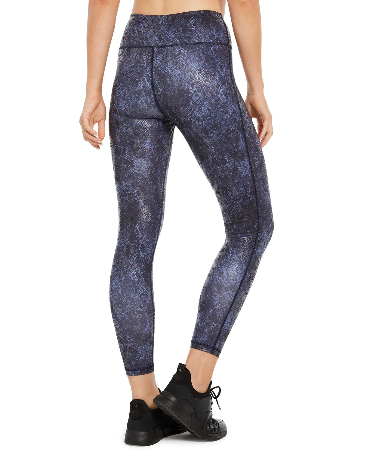 Leggings femininas estampadas com estampa de python da Ideology, tamanho XX-G, azul-marinho