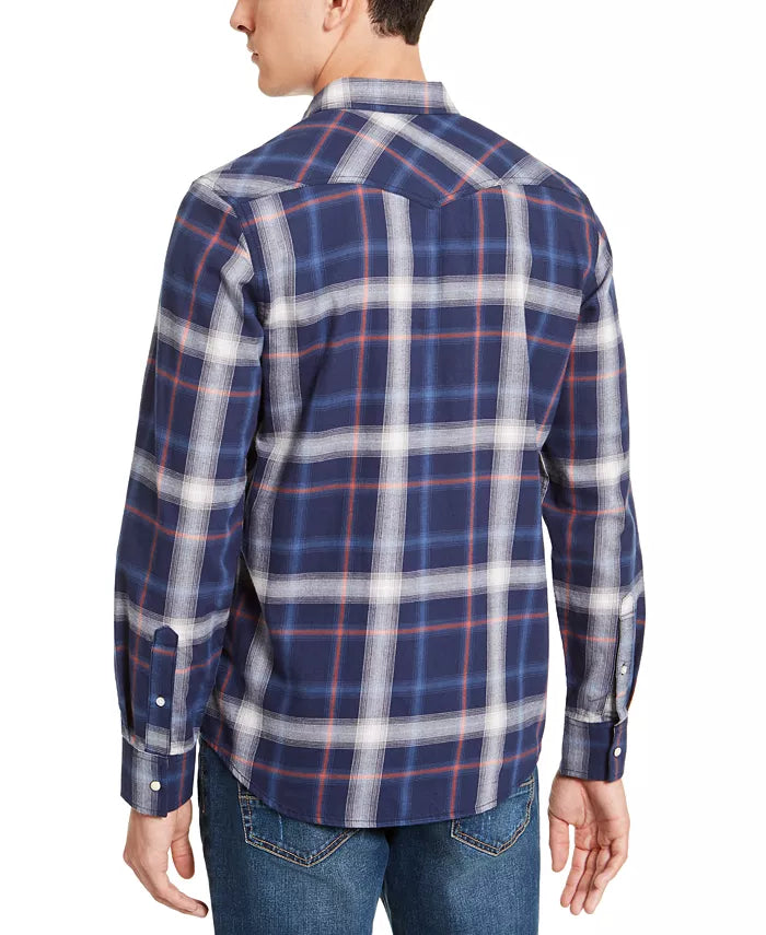 Camisa xadrez masculina American Rag Western azul-marinho