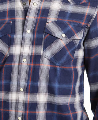 Camisa xadrez masculina American Rag Western azul-marinho