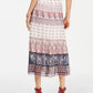 Saia midi feminina com estampa mista e camadas, tamanho extragrande, vermelha, estilo &amp; co
