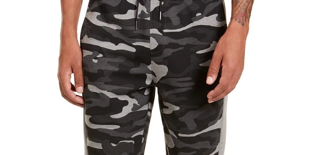Calça de moletom camuflada com blocos de cores Ideology masculina, preta, tamanho pequeno