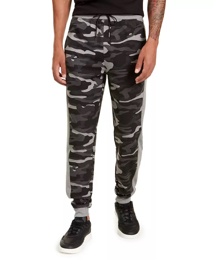 Calça de moletom camuflada com blocos de cores Ideology masculina, preta, tamanho XXX grande