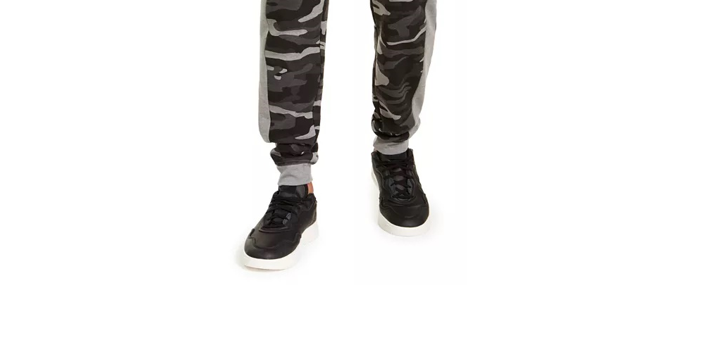 Calça de moletom camuflada com blocos de cores Ideology masculina, preta, tamanho XXX grande