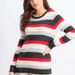 Suéter feminino listrado com gola redonda Charter Club, preto, tamanho combinado, extra grande