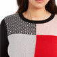 Suéter feminino Charter Club com patchwork e gola redonda, preto, tamanho XXG