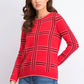 Suéter de malha xadrez feminino Charter Club, vermelho, tamanho pequeno médio