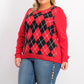 Suéter feminino Charter Club Argyle com gola redonda, vermelho, tamanho pequeno