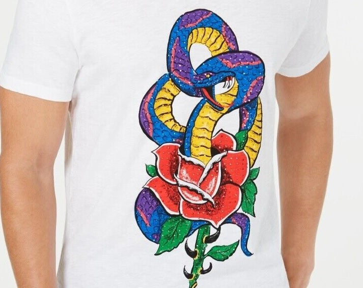 Camiseta masculina com strass e cobra da INC International Concepts, branca, tamanho extragrande