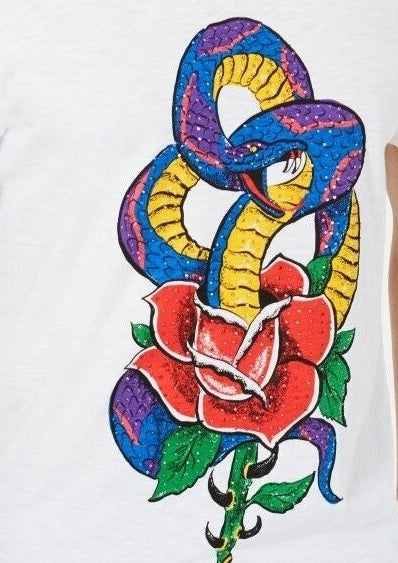 Camiseta masculina com strass e cobra da INC International Concepts, branca, tamanho extragrande