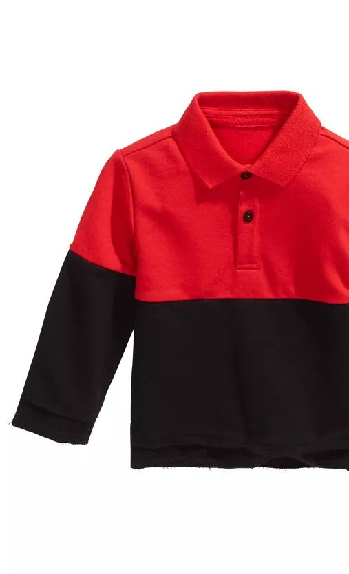 Camisa de gola com blocos de cores para bebês meninos First Impressions, vermelha, tamanho 18 meses