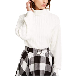 Blusa de gola alta aconchegante feminina Bar III, branca, tamanho grande