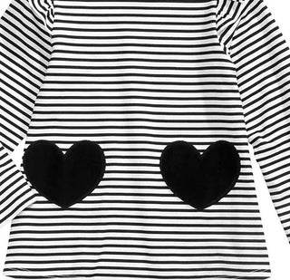 Túnica de algodão listrada com corações para bebês meninas First Impressions, preta, tamanho 24 meses
