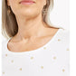 Karen Scott Blusa Feminina Glitter Starburst Gola Redonda Branca Tamanho Grande