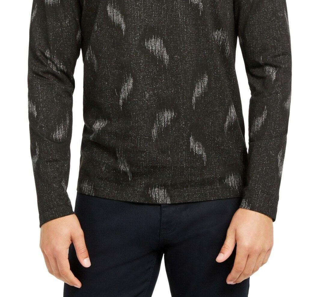 Camisa estampada masculina Alfani Paisley preta tamanho grande