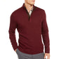 Suéter texturizado de algodão Supima com zíper 1/4 masculino Tasso Elba, tamanho grande, vermelho