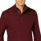 Suéter texturizado de algodão Supima com zíper 1/4 masculino Tasso Elba, tamanho grande, vermelho