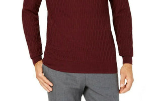 Suéter texturizado de algodão Supima com zíper 1/4 masculino Tasso Elba, tamanho grande, vermelho