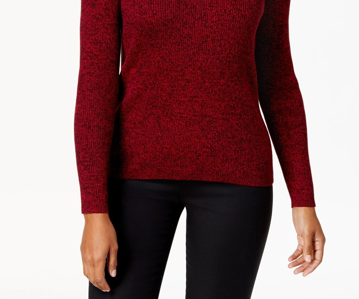 Karen Scott Suéter Feminino Pequeno de Algodão com Canelado e Marmoreado Vermelho Brilhante Tamanho Médio