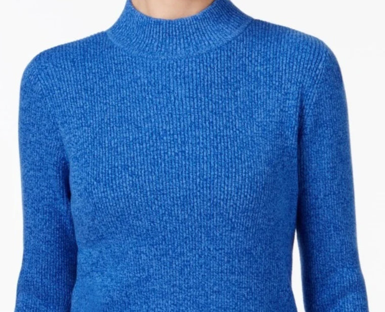 Karen Scott Suéter Feminino de Algodão com Gola Moletom Azul Tamanho Médio