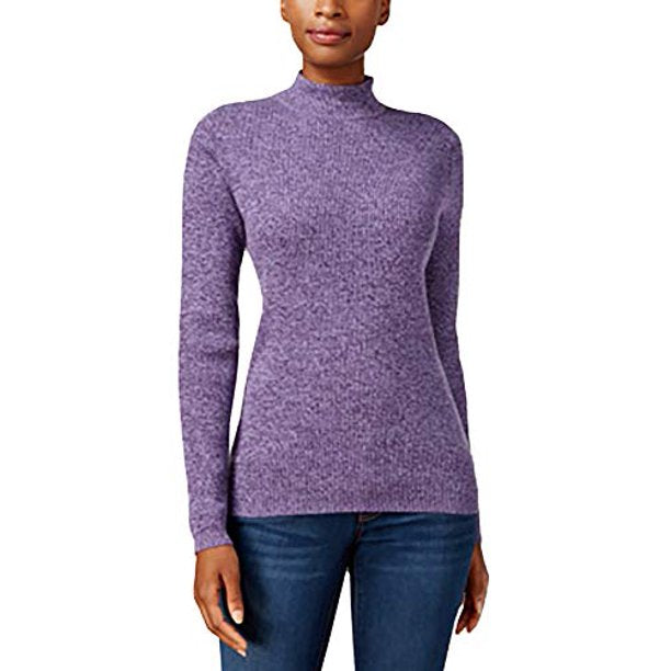 Karen Scott Suéter Feminino de Algodão com Gola Falsa Roxo Tamanho P