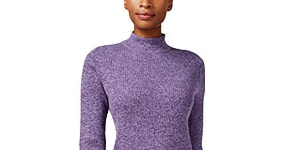 Karen Scott Suéter Feminino de Algodão com Gola Falsa Roxo Tamanho P