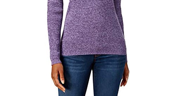 Karen Scott Suéter Feminino de Algodão com Gola Falsa Roxo Tamanho P