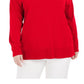 Karen Scott Suéter Feminino de Algodão com Gola Mock Vermelho Brilhante Tamanho XXG
