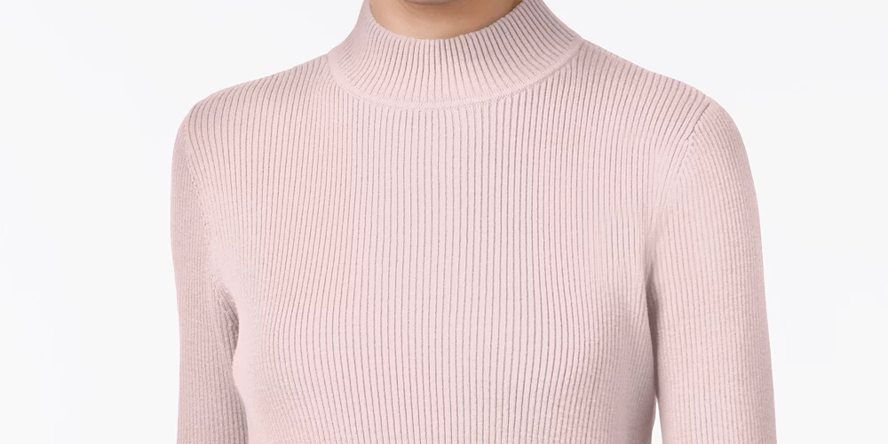 Karen Scott Blusa de gola alta canelada de algodão feminina, rosa, tamanho extra grande