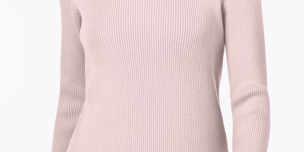 Karen Scott Blusa de gola alta canelada de algodão feminina, rosa, tamanho extra grande