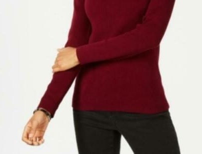 Karen Scott Blusa feminina de algodão canelado com gola alta, vermelha, tamanho extragrande