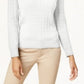 Karen Scott Suéter Feminino de Malha Lisa com Gola V e Tamanho Extra Grande, Branco