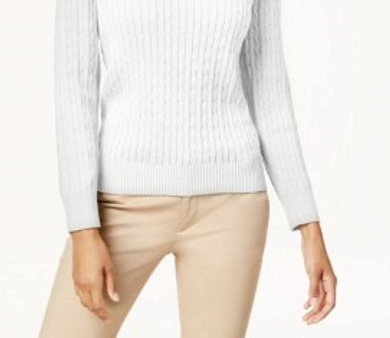 Karen Scott Suéter Feminino de Malha Lisa com Gola V e Tamanho Extra Grande, Branco