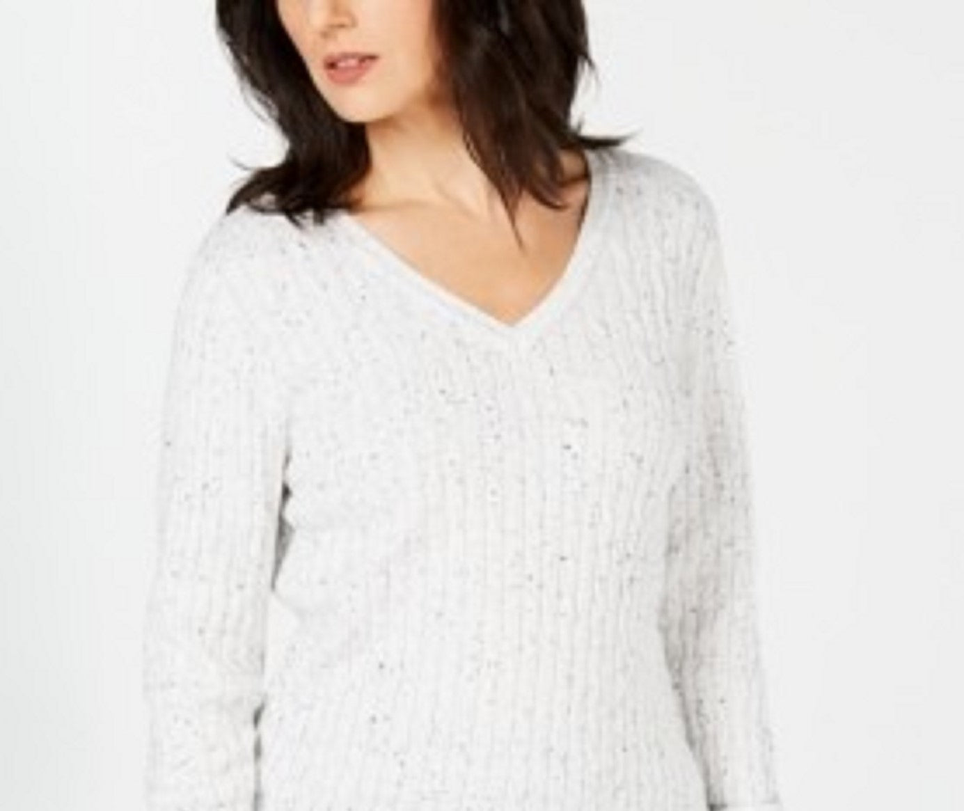 Karen Scott Suéter Feminino de Tricô com Decote em V e Tamanho Natural Médio