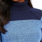 Karen Scott Suéter Feminino de Algodão com Gola Alta Colorblock Azul Marinho Tamanho Grande