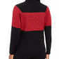 Karen Scott Suéter Feminino Petite Colorblock Algodão Gola Alta Vermelho Brilhante Tamanho Grande