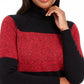 Karen Scott Suéter Feminino Petite Colorblock Algodão Gola Alta Vermelho Brilhante Tamanho Grande