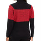 Karen Scott Suéter Feminino de Algodão Colorblock com Gola Alta, Vermelho, Tamanho Pequeno Médio