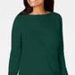 Karen Scott Suéter Feminino de Algodão com Gola Canoa Verde Tamanho P