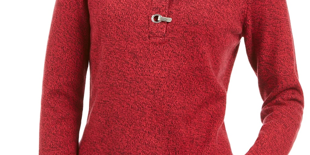 Karen Scott Suéter Henley de Algodão com Acabamento em Ferragens Feminino Vermelho Tamanho Pequeno