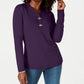 Karen Scott Suéter Henley Feminino de Algodão Roxo Tamanho Pequeno