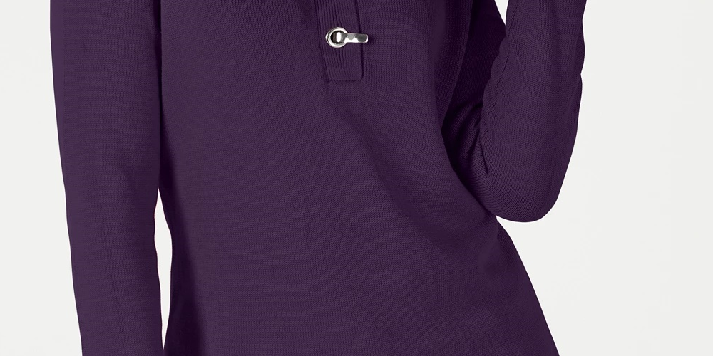 Karen Scott Suéter Henley Feminino de Algodão Roxo Tamanho Pequeno