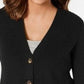 Karen Scott Cardigan Feminino com Botões Frontais e Pontos Mistos, Preto, Tamanho Pequeno