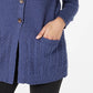 Karen Scott Cardigan Feminino Azul com Botões e Pontos Mistos, Tamanho Extra Pequeno
