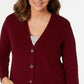 Karen Scott Cardigan Feminino com Botões Frontais e Pontos Mistos, Vermelho, Tamanho Pequeno