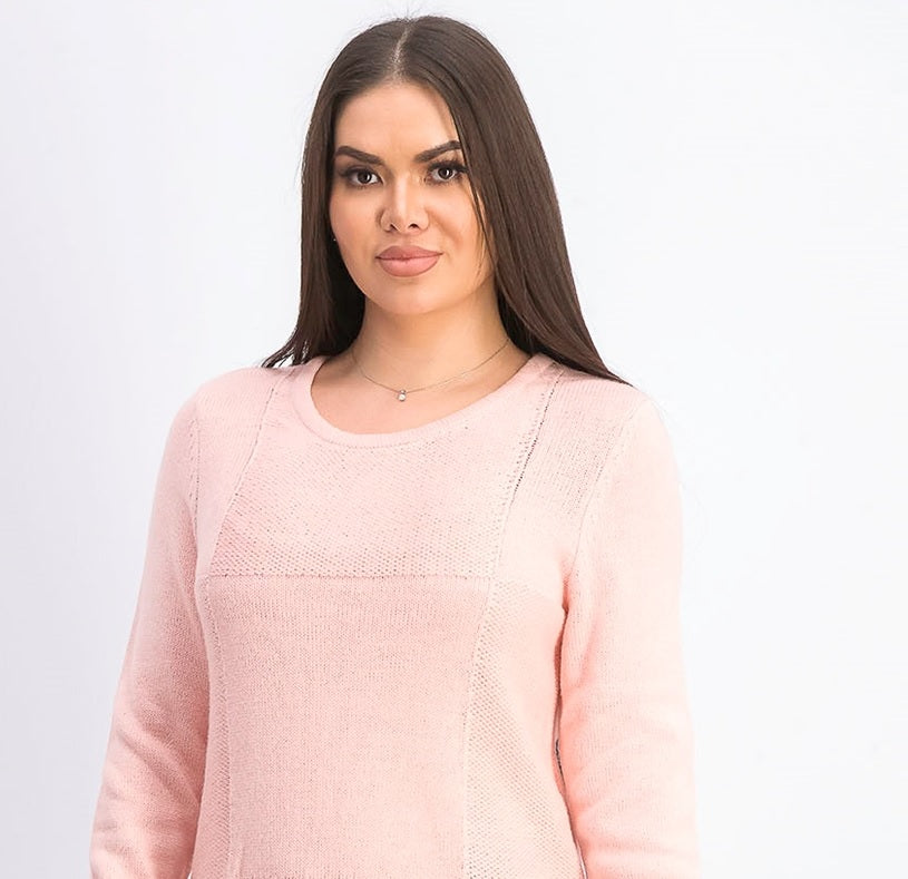 Karen Scott Suéter Feminino Patchwork com Ponto Roxo Bliss Tamanho Grande